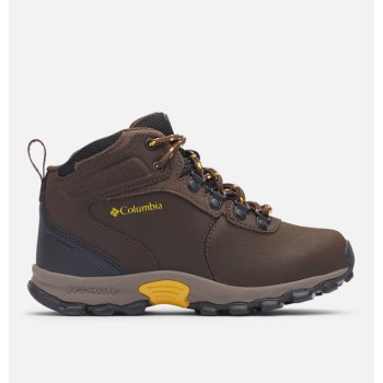 Columbia Wandelschoenen Meisjes, Newton Ridge Waterproof DonkerBruin Goud Geel, 07FVMEJKC